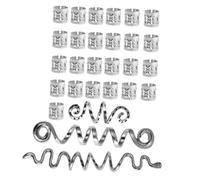 jojofuny Bijoux Cheveux Dreadlocks 28 Pièces Argentés Anneaux à Cheveux pour Tresses Accessoires Unisexes Décorations Coiffure Fête