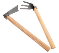 jojofuny Binette et Râteau à Main en Acier Manche en Bois, Lot 2 Pièces pour Jardinage, Désherbage et Plantation, Outil Portable pour Culture Maraîchère et Entretien du Sol Extérieur