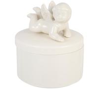 jojofuny Boîte à Bijoux Céramique Blanche avec Ange Boîte Ronde de Rangement pour Bibelots Coffret Décoratif pour Bureau et Maison Organisateur Pratique et Élégant