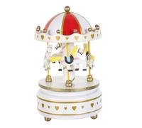 jojofuny Boîte à Musique Carrousel Blanche Modèle 1 Mécanisme à Remontage Manuel Sculpture Cheval de Manège Vintage Décoration Festive de Noël Présent D’Anniversaire et Souvenir
