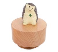 jojofuny Boîte à Musique Ronde en Bois Motif Hérisson Rotatif Décoration de Bureau et Chambre Présent Saint-Valentin pour Filles Figurine Animée en Fer et Bois Décoration Intérieure