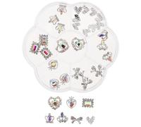 jojofuny Boîte de Breloques pour Ongles en Alliage Cristaux Cœur Nœud et Couronne Bijoux d'Ongles pour Femmes Décorations Brillantes Accessoires Manucure pour Saint-Valentin et
