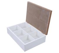 jojofuny Boîte de Rangement Décorative en Bois Naturel à 6 Compartiments, Organisateur Polyvalent pour Bureau et Maison, Style Marin avec Séparateurs Intégrés, pour Sachets de Thé, Bijoux