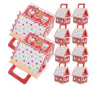 jojofuny Boîtes à Friandises de Noël en Carton 30 Pcs Forme Maison ’Épice Rouge Petite Taille Festives Poignée Emballages Présents pour Biscuits et Bonbons