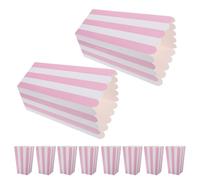 jojofuny Boîtes à Popcorn Taille Portable Résistante à L’huile 24 en Papier Rayé Rose avec Bord Ondulé pour Fêtes D'anniversaire et Décorations de Table