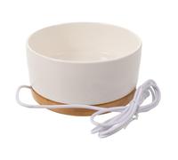 jojofuny Bol d'eau Chauffant en Céramique Blanc 350ml pour Chats et Petits Chiens Chauffage Uniforme et Design Anti-débordement pour Climats Froids