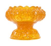 jojofuny Bol Décoratif à Pied en Cristal Jaune en Forme de Fleur de Lotus, Plat à Bijoux Élégant et Polyvalent pour Rangement Facile de Colliers et Boucles D'oreilles, Décoration D'entrée