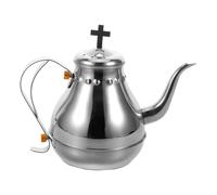 jojofuny Bouilloire à col de cygne : Bouilloire en acier inoxydable pour café, vin et eau, 1,2 L - Théière de communion avec motif croix pour restaurant, maison et décoration de fêtes