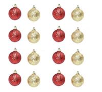 jojofuny Boules de Noël à Paillettes 32 Pcs Rouge et Or Décorations Suspendues pour Sapin Ornement Festif Intérieur et Extérieur Pendentifs de Fête Scintillants pour Noël