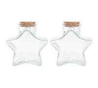 jojofuny Bouteilles à Souhaits en Verre Transparent Étoile 5 Branches Moyenne Taille Bouchon Liège en Bois, Décoratives pour Loisirs Créatifs et Rangement, Lot de 2 Pièces pour Maison