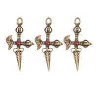 jojofuny Breloques Croix Vajra en Laiton Lot de 3 pour Création Bijoux Bouddhiste Unisexe Décorations Rituales Porte-clés Accessoires Maison Fête Usage Quotidien