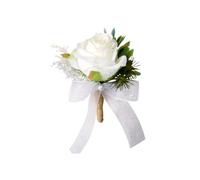 jojofuny Broche de Mariage Blanche et Verte Épingle à Vêtements de Mariée Décoration de Fleur Artificielle pour Banquet Boutonnière Élégante pour Marié Accessoire Floral pour Cérémonie