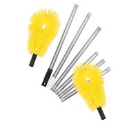jojofuny Brosse Télescopique Extensible pour Nettoyage de Gouttières - 6 Sections Réglables - 2 Têtes de Brosse Jaunes - Poils Doux Non Abrasifs - Outil Multi-angle pour Entretien Toiture