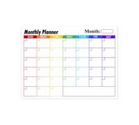 jojofuny Calendrier Adhésif Effaçable à Sec en Pvc pour Tableau Blanc, Planificateur Mensuel Flexible Écriture Lisse, pour Rappels D'équipe et Salle de Classe