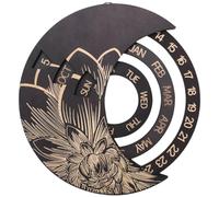 jojofuny Calendrier Perpétuel Mural en Matériau Naturel Noir Calendrier Rond Artisanal Décoration Murale Vintage pour Salon et Chambre Objet Décoratif Naturel