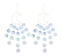 jojofuny Carillon Éolien en Coquillages Bleu Attrape-Rêves Lune Lot de 2 Pièces Décoration Suspendue pour Chambre Balcon et Salon Kit DIY pour Ambiance Apaisante et Estivale