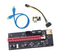 jojofuny Carte Adaptateur Pci-e 1x vers 16x, Rallonge pour Carte Graphique, 1 Lot, Alliage, 2 Interfaces 6pin et 4pin, pour Montage Interne