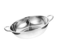 jojofuny Casserole Inox Double Compartiment pour Hot Pot avec Poignées Solides Compatible Cuisinière Gaz Induction et Électrique Chauffe Rapide et Répartition Uniforme pour Repas Famille