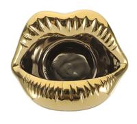 jojofuny Céramique Cendrier à Lèvres et Stable, Décoratif Dorée | Surface Lisse, Fond Antidérapant, Forme Lèvres, pour Table Basse, Bar et Espace Fumeur