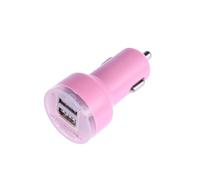 jojofuny Chargeur Voiture USB Double Port Adaptateur Mini Compact avec LED Bleue Charge Rapide pour Smartphone et Tablette Design Résistant et Facile à Installer Couleur Rose