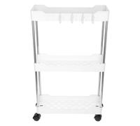 jojofuny Chariot à Roues Blanc 3 Niveaux en PP pour Salle de Bain Cuisine, Solution de Rangement Polyvalente avec Structure Multi-étagères Pratique