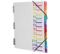 jojofuny Classeur Organiseur de Documents A4 12 Compartiments en Polypropylène Blanc Chemises à Pochettes pour Bureau et École Intercalaire de Dossiers Pastel Paquet de Rangement