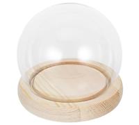jojofuny Cloche en Verre Sphérique Transparente avec Base en Bois Naturel Vitrine Décorative pour Fleurs Préservées et Objets Artisanaux Dôme Protecteur Anti-Poussière pour Décoration de