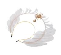 jojofuny Coiffe Lolita Saint Mère Couronne Dorée avec Croix et Plumage Blanches, Serrage-tête Costume Cosplay Déesse du Soleil, Accessoire Halloween Femme pour Défilés et Photographies