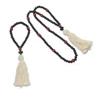 jojofuny Collier Chapelet Croix en Bois Naturel 110 Perles 33 Perles, Pendentif Crucifix avec Breloque Bois, Bijou Chrétien pour Prière, Baptême, Décoration Voiture et Noël, Lot de 2