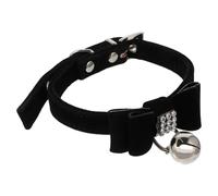 jojofuny Collier Chat Réglable Velours avec Clochette et Nœud Élégant Orné de Cristaux Adorable Accessoire Animal de Compagnie pour Fêtes et Cosplay