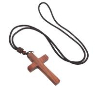 jojofuny Collier Pendentif Croix en Bois de Santal Sang de Boeuf Sculpté Main, Bijou Chrétien Léger pour Hommes et Femmes, Présent de Pâques Spirituel Versets Bibliques, Accessoire