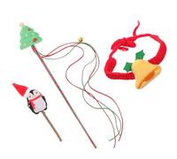 jojofuny Collier pour Chat en Tricot Clochettes Bâtonnet à Mâcher en Peluche Jouets de Noël Interactifs pour Chatons - Ensemble de Jeu de 3 Pièces pour Chats Jouets Amusants de Taquinerie