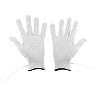 jojofuny Conducteurs ménagers de massage portables en fibre d'argent blanc, manchons réutilisables pour mains, 1 paire avec connecteurs snap 3.5mm pour électrostimulation