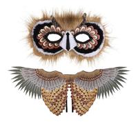 jojofuny Costume d'ailes d'oiseau pour enfants - Ailes et masques pour les yeux - Accessoires de costume pour Halloween, vacances, bal masqué, fête, costume d'ailes de hibou