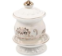 jojofuny Coupe d'Offrande d'Eau Bouddhiste en Porcelaine Blanche Petit Bol Lotus pour Temple Récipient à Eau pour Rituels Religieux et Offrandes Cérémonielles