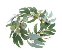 jojofuny Couronne de Bougies Artificielles en Eucalyptus Vert, Décoration Rustique en Tissu de Soie et Fer, Facile à Utiliser pour Tables à Manger et Portes D'entrée