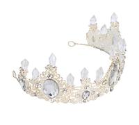 jojofuny Couronne de Mariée Argentée Strass Blanc, Accessoire Cheveux pour Bal et Mariage, Diadème Élégant en Métal Glacé, Décoration Coiffure Féminine, 1 Pièce pour Chignon et Fête