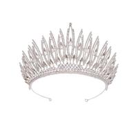jojofuny Couronne de Mariée Baroque Argentée, Tiare de Mariage Légère et Inaltérable pour Femmes, Accessoire Coiffure Élégant pour Mariage, Fiançailles et Fêtes, Parure Bijoux Festive