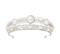jojofuny Couronne de Perles et Strass pour Mariage, Couronne de Mariée Argentée Modèle J2962s, Accessoire de Coiffure pour Femmes, Taille Unique, pour Cérémonie, Soirée et Cosplay
