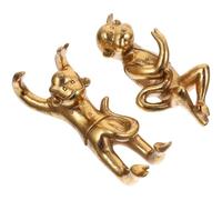 jojofuny Crochets Muraux 3D Animaux Décoratifs sans Perçage Lot de 2 set de Pièces Doré Patères Adhésives Multi-Usages Cuisine Salle de Bain Chambre et Salon Crochets Porte-Vêtements