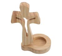 jojofuny Croix en Bois Brut T Forme Décorative pour Table, Dimensions 14 X 7,5 X 5,5 Cm, Ornement Chrétien Minimaliste, Décoration Spirituelle pour Bureau, Salle de Prière et Maison