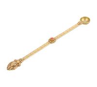 jojofuny Cuillère Tibétaine en Laiton Perles Colorées Cuillère Bouddhique Artisanale Multifonction pour Offrandes et Rituels Religieux Décorative et Pratique