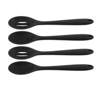 jojofuny Cuillères Cuisine en Silicone Design Moderne et Élégant Noir Ensemble de 4 Résistantes à Chaleur Ustensiles Polyvalents pour Remuer et Servir