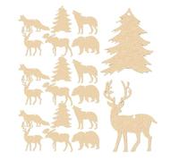 jojofuny Découpes D'animaux en Bois Brut 30 Pièces, Tranches Non Finies en Bois Naturel, Lot de 6 Espèces Sauvages Forêt, pour Décoration Diy, Loisirs Créatifs et Projets Artistiques