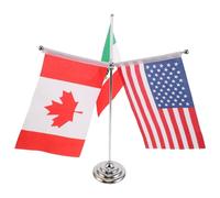 jojofuny Drapeau de Bureau États-Unis et Mexique avec Socle Métal Robuste Support de Mât Intérieur Compact Ensemble de Drapeaux de Table pour Décoration Professionnelle et Réunions