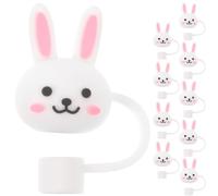 jojofuny Embouts de Paille Réutilisables en Silicone Forme Lapin, Bouchons Anti-poussière pour Pailles, Lot de 10 Pièces, Petit Format, pour Fête de Pâques et Décoration de Boissons