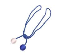jojofuny Embrasse de Rideau Perlée Double Boule en Polyester Bleu, Sangle Décorative Facile à Utiliser pour Bureau et Chambre D'étude, Lot de 1 Paire