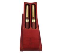 jojofuny Ensemble 3 Pièces Stylo Plume et Stylo Bille Coffret en Bois Rouge Compacte Multifonction pour Bureau et Voyage Boîte à Crayons Élégante et Pratique