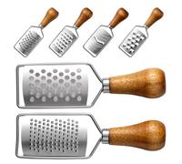 jojofuny Ensemble 6 Pièces de Râpes à Fromage et Légumes en Acier Inoxydable avec Manche en Bois Antidérapant - Mini Râpe Multifonction Portable pour Zestes D'agrumes, Fromage, Fruits