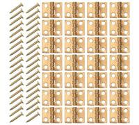 jojofuny Ensemble De 60 Lot de Charnières Miniatures Pliantes Dorées avec Vis Charnières Compactes pour Projets de Modélisme et Boîtes à Bijoux et Menuiserie Créative